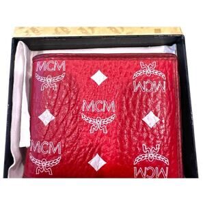 MCM RED BIFOLD WALLET FULL INCLUSION EUC